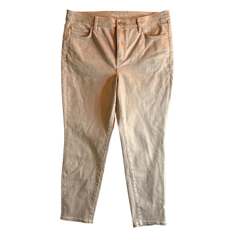 Tommy Bahama High Rise Ankle Metallic Denim Womens 14 Copper Jeans
